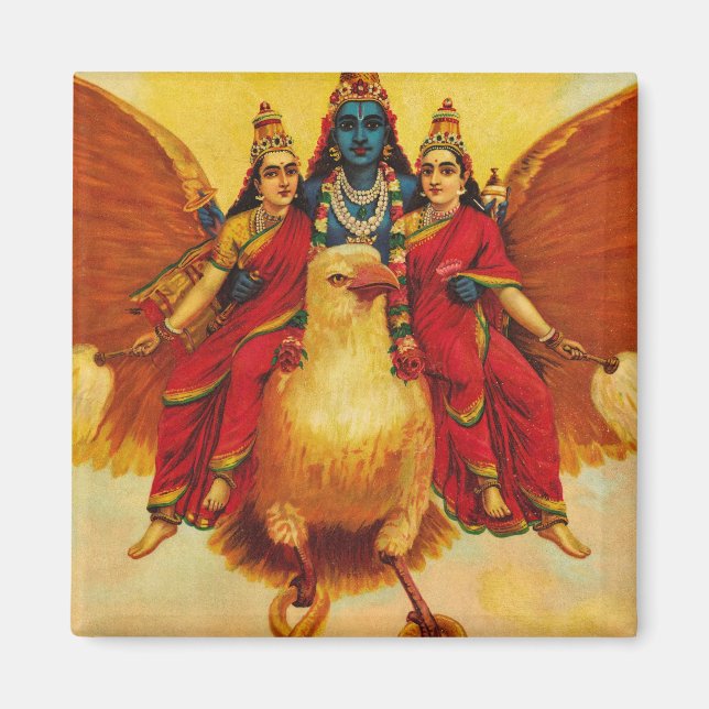 Vishnu, Garuda, Vahana by Raja Ravi Varma Magnet (Front)