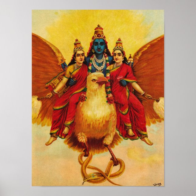 Vishnu, Garuda, Vahana by Raja Ravi Varma Poster (Front)