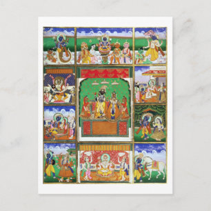 Vishnu in the center of his ten avatars, Jaipur, R Postcard