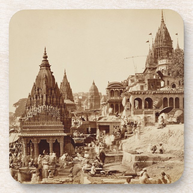Vishnu Pud and Other Temples, Benares (sepia photo Coaster (Front)
