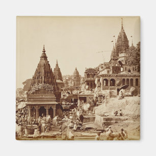 Vishnu Pud and Other Temples, Benares (sepia photo Magnet