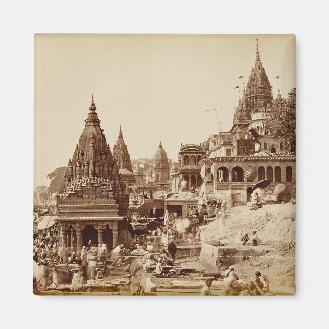 Vishnu Pud and Other Temples, Benares (sepia photo Magnet (Front)