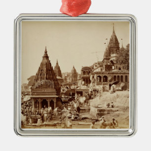 Vishnu Pud and Other Temples, Benares (sepia photo Metal Tree Decoration