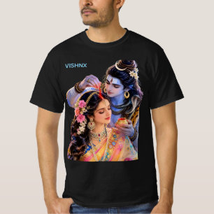 VISHNX Divine Love Lord Shiva and Parvati Graphic T-Shirt
