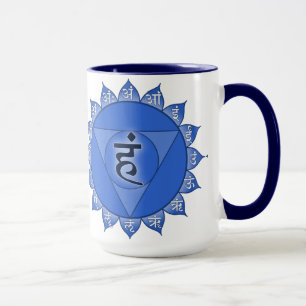 Vishuddha Chakra Blue Petals & Sanskrit Vowels Mug