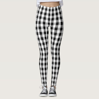 Vishy Chequered Black Grey White Plaid  Leggings