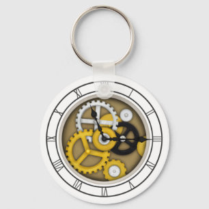 Visible Clockwork Illusion Fanciful Clock Art Key Ring