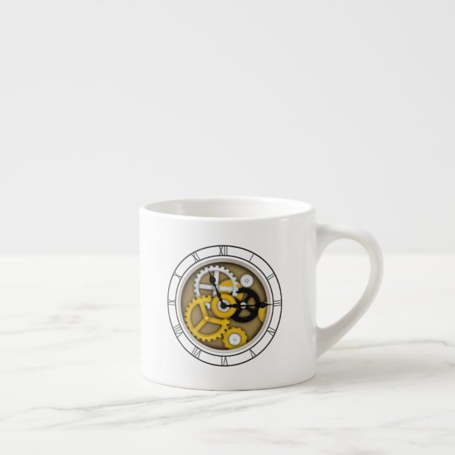 Visible Clockwork Trompe L'oeil Illusion Steampunk Espresso Cup (Right)