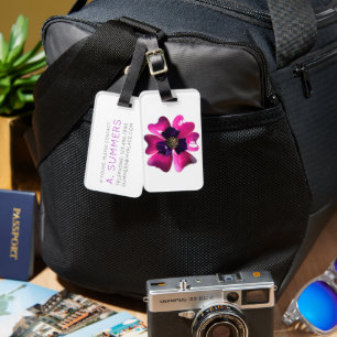 Visible Purple Orchid Pansy Blossom MOD Flower 60s Luggage Tag