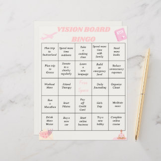 Vision Board Bingo Goals Sheet