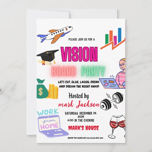 Vision Board Party Invitation, Dream vision  Invitation (Front)