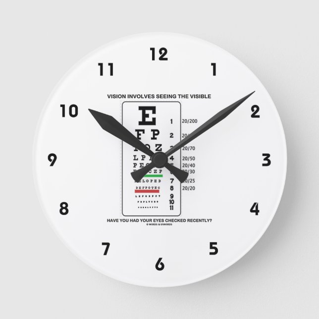 Vision Involves Seeing The Visible (Snellen Chart) Round Clock (Front)