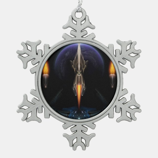 Vision Of Flight Black Pewter Snowflake Ornament (Front)