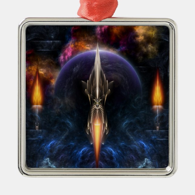 Vision Of Flight Fractal Art Metal Tree Decoration (Front)