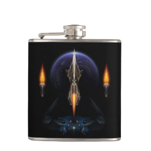 Vision Of Flight On Black Stainless Steel Flask