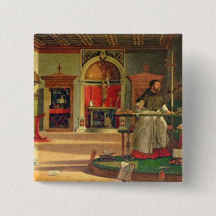 Vision of St. Augustine, 1502-08 (oil on canvas) ( 15 Cm Square Badge