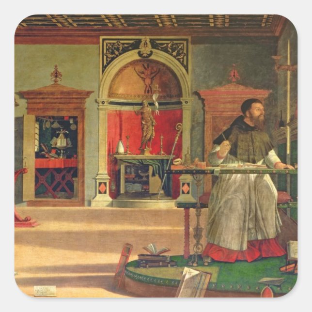 Vision of St. Augustine, 1502-08 (oil on canvas) ( Square Sticker (Front)