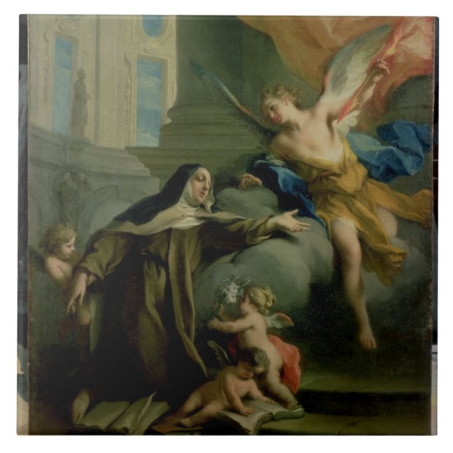 Vision of St. Teresa Ceramic Tile (Front)