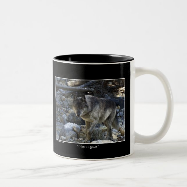 Vision Quest Wolf Gifts Two-Tone Coffee Mug (Right)