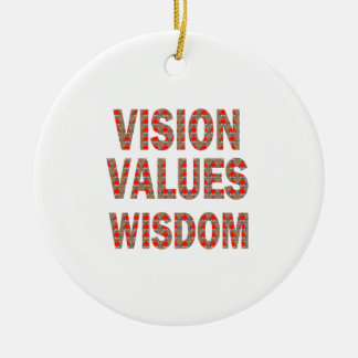 VISION Values Wisdom : Elegant Text LOWPRICE GIFTS Ceramic Tree Decoration