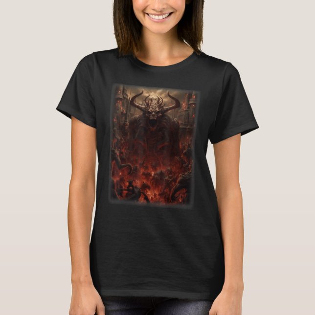 Visions of Hell Satan Devils Demons Monster Skelet T-Shirt (Front)