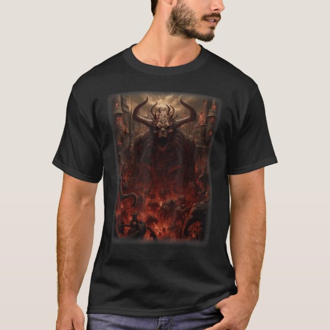 Visions of Hell Satan Devils Demons Monster Skelet T-Shirt (Front)