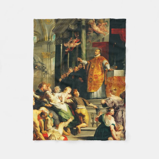 Visions of Ignatius by Peter Paul Rubens Fleece Blanket (Front)