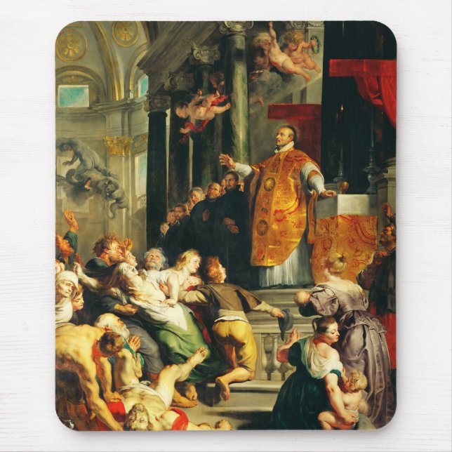Visions of Ignatius by Peter Paul Rubens Mouse Pad (Front)