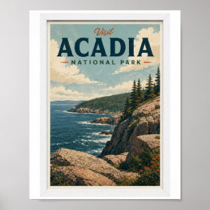 Visit Acadia National Park Travel Vintage Poster