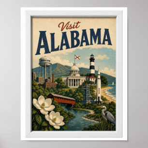 Visit Alabama Travel Vintage Poster