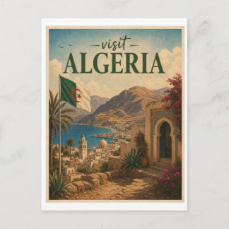 Visit Algeria Travel Vintage Postcard