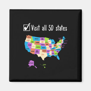 Visit All 50 States Gift Usa Bucket List  Magnet