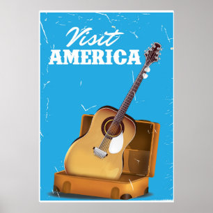 Visit america vintage travel poster