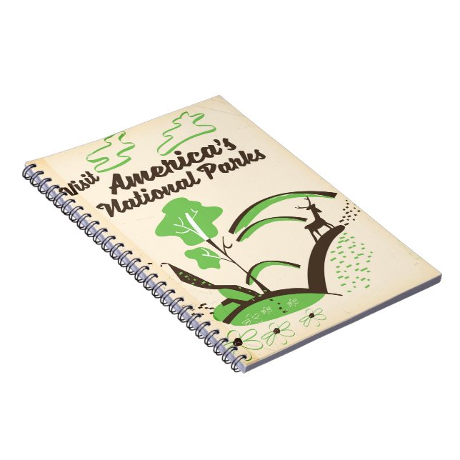 Visit America's National Parks vintage poster Notebook (Right Side)