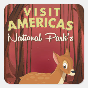 Visit Americas National Parks Vintage poster. Square Sticker