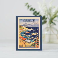 Visit Athens Greece, vintage travel poster,