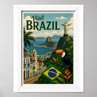 Visit Brazil Travel Vintage Poster