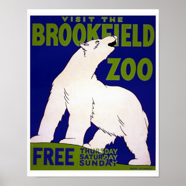 Visit Brookfield Zoo Vintage WPA Poster (Front)