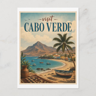 Visit Cabo Verde Travel Vintage Postcard