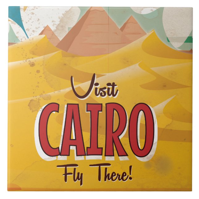 Visit Cairo Egypt vintage travel poster Ceramic Tile (Front)