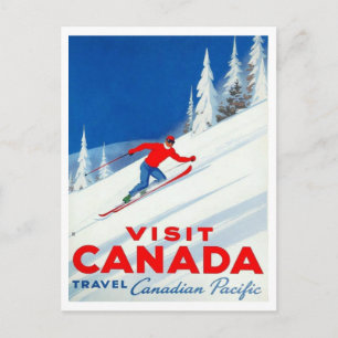 Visit Canada Canadian Pacific Ski Art Postcard