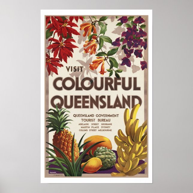 Visit Colourful Queensland Australia Poster (Front)
