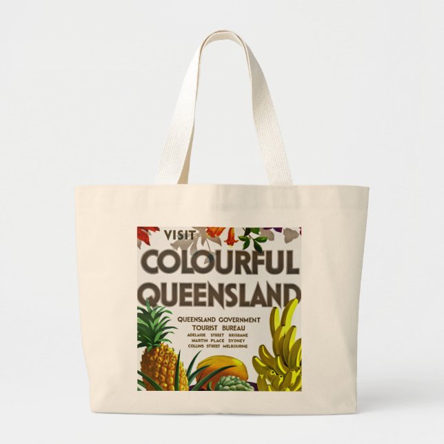 Visit Colourful Queensland Large Tote Bag (Front)