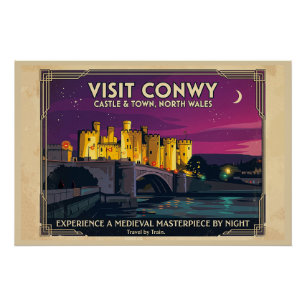 Visit Conwy Castle Vintage Style Travel Poster Art