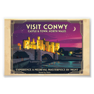 Visit Conwy Castle Vintage Style Travel Poster Art