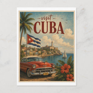 Visit Cuba Travel Vintage Postcard
