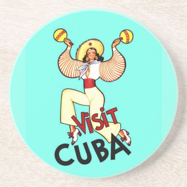Visit Cuba Vintage Travel Coaster (Front)