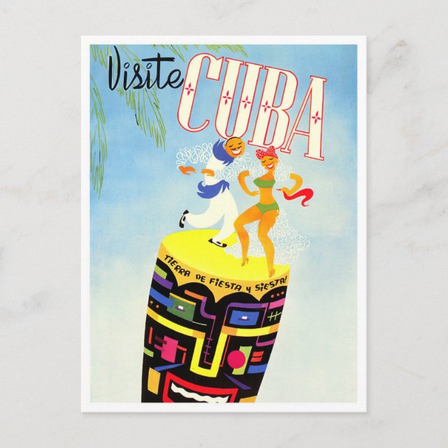 Visit Cuba vintage travel postcard (Front)