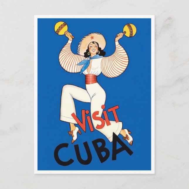 Visit Cuba vintage travel postcard (Front)