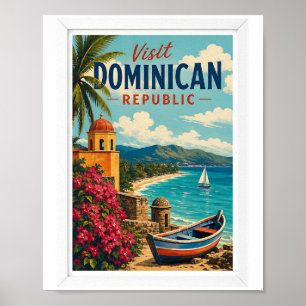 Visit Dominican Republic Travel Vintage Poster